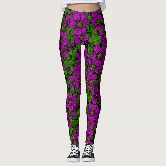 Rosa Clematis vine Leggings (Framsida)