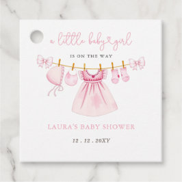 Rosa Clothesline Coquette Bow Girl Baby Shower Gåvor Etiketter