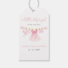 Rosa Clothesline Coquette Bow Girl Baby Shower Presentetikett