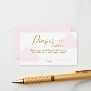 Rosa Cloud babydusch Diaper Raffle Card Tilläggskort