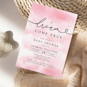 Rosa Cloud Dream Kom True Baby Shower Inbjudningar