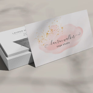  Rosa Cloud Guld Speckles Yoga Studio Visitkort