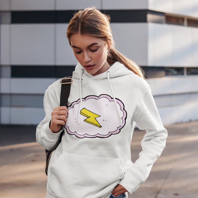 Rosa Cloud Gult Lightning Bolt Hoodie T Shirt (Skapare uppladdad)