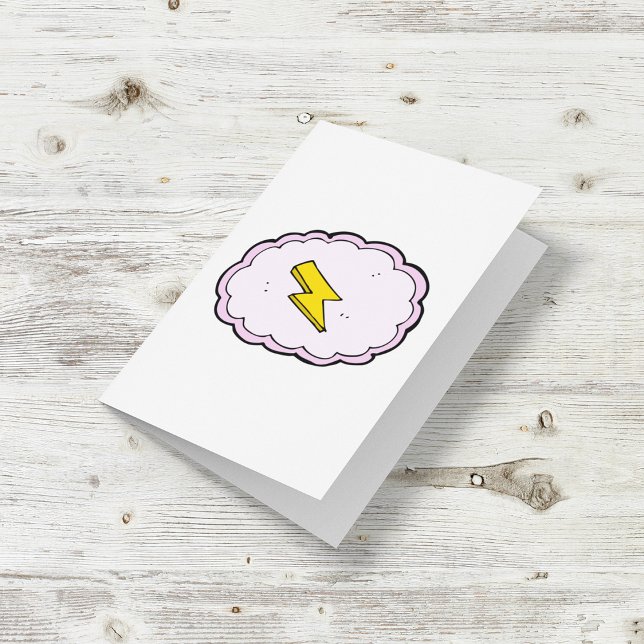 Rosa Cloud Gult Lightning Bult Card Kort (Skapare uppladdad)