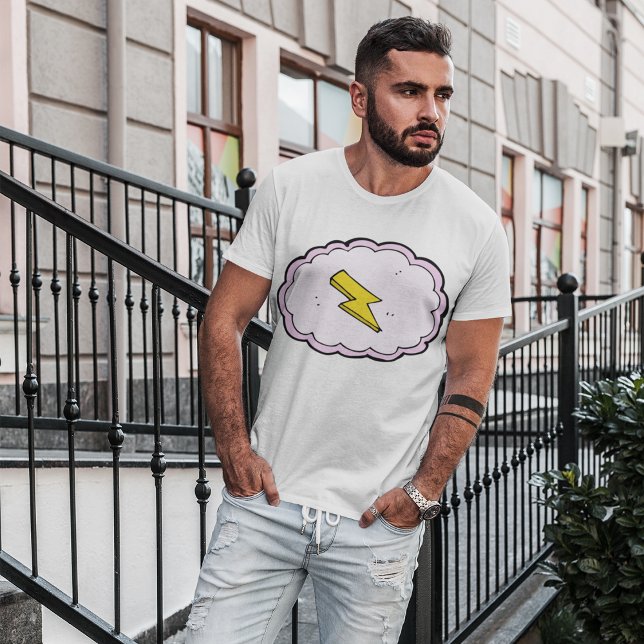 Rosa Cloud Gult Lightning Bult T-Shirt (Skapare uppladdad)