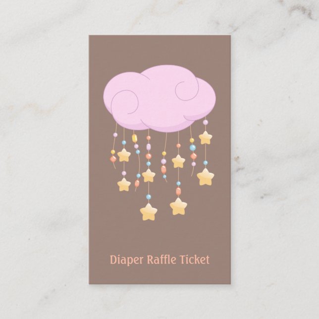 Rosa Cloud Mobile Baby Shower Diaper Raffle Biljet Tilläggskort (Framsida)