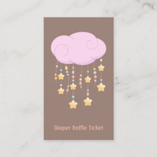 Rosa Cloud Mobile Baby Shower Diaper Raffle Biljet Tilläggskort