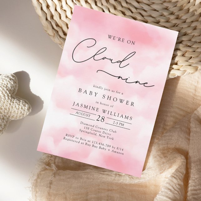 Rosa Cloud Nine Baby Shower Inbjudningar (Skapare uppladdad)