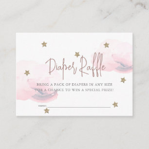 Rosa Cloud & Star Baby Shower Diaper Raffle Biljet Tilläggskort