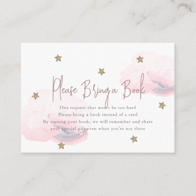 Rosa Cloud & Star Baby Shower Ta med en Bok Tilläggskort (Framsida)