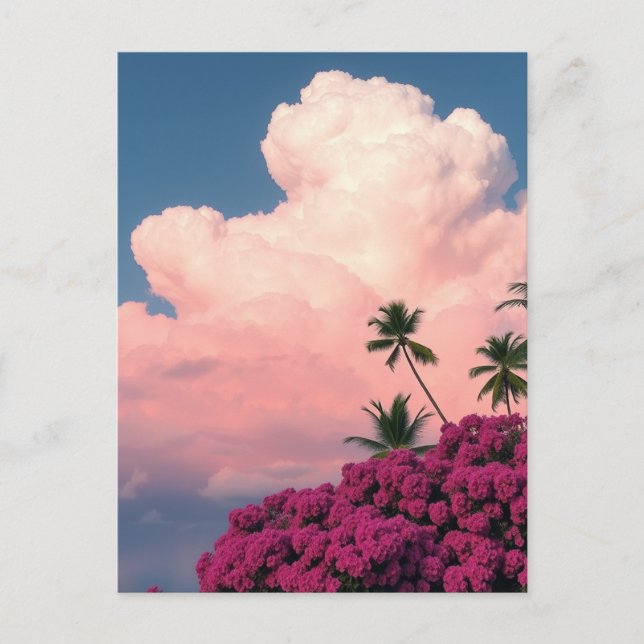Rosa Clouds and Blooming Bush Photography Art Vykort (Framsida)