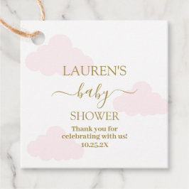 Rosa Clouds Baby Shower Girl Gåvor Etiketter