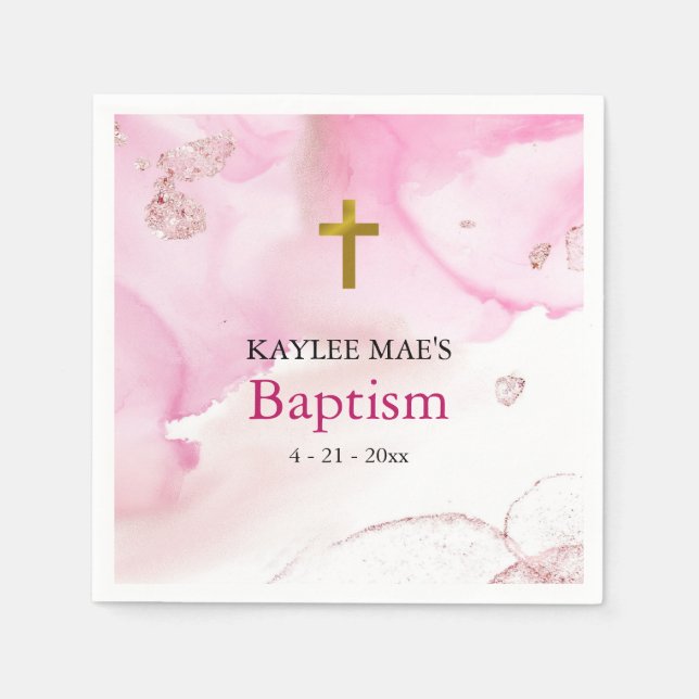 Rosa Clouds Baptism Napkins Pappersservett (Framsidan)