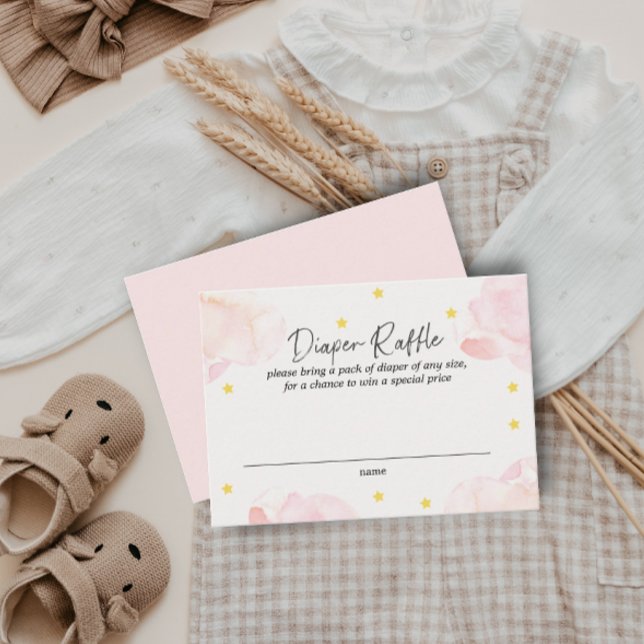 Rosa Clouds Girl Baby Shower Raffle Card Visitkort (Skapare uppladdad)