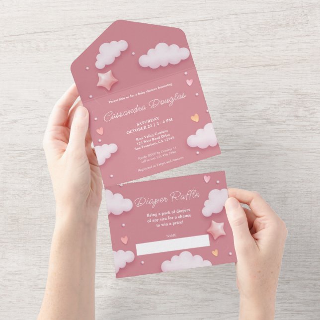 Rosa Clouds Hej Baby Shower (Tearaway)