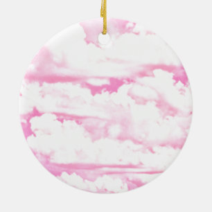 Rosa Clouds Mode-bakgrund Julgransprydnad Keramik