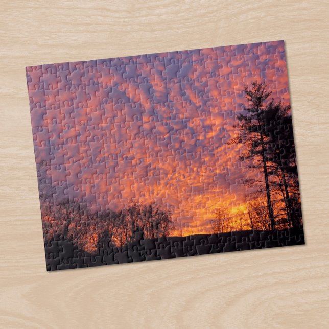 Rosa Clouds Photo, vackert Sunrise Pussel (Beautiful Sunrise Pink Clouds Photo Jigsaw Puzzle, in situ)