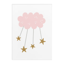 Rosa Clouds Stars Boho Rosa Grått Girly