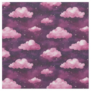 Rosa Clouds & Stars på Lila och Magenta Tyg