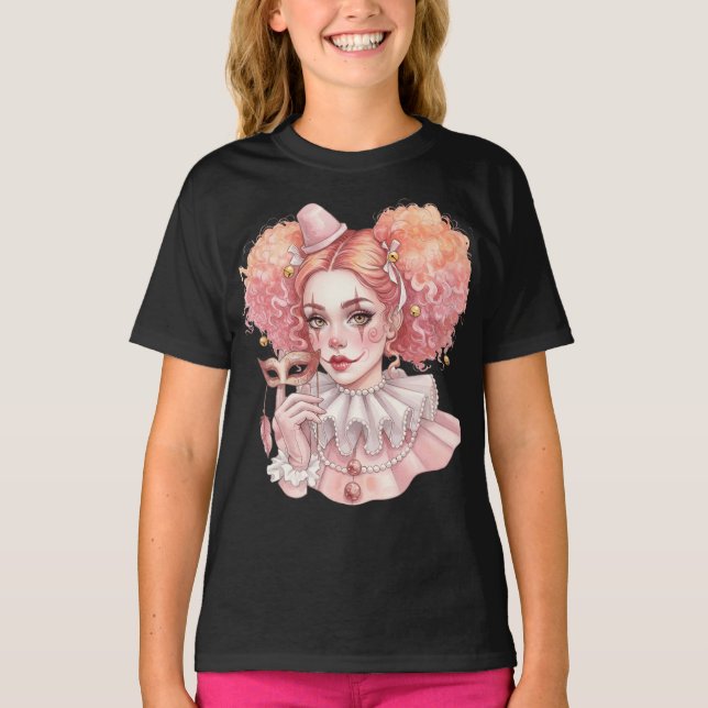 Rosa Clown with a Mask T Shirt (Framsida)