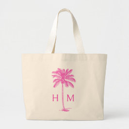 Rosa Coastal Palmetto Handflatan Monogram Jumbo Tygkasse