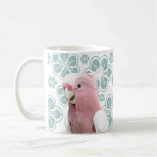 Rosa Cockatoo på Blåa blommor Kaffemugg
