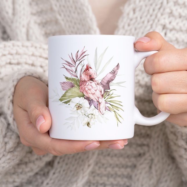 Rosa Cockatoo Parrot Watercolor Art Kaffemugg (Skapare uppladdad)