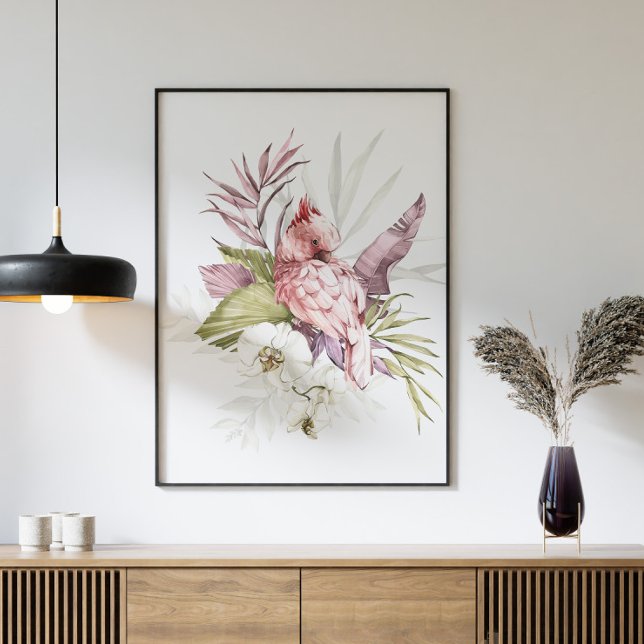 Rosa Cockatoo Parrot Watercolor Art Poster (Skapare uppladdad)