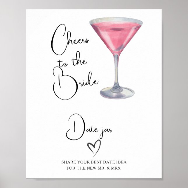 Rosa cocktail Bröllopsdusch Datum idéer för kvälle Poster (Framsidan)