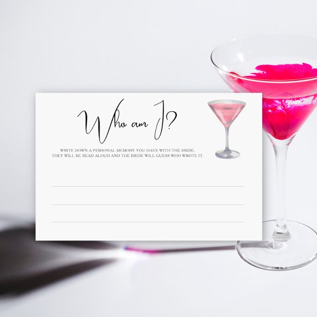 Rosa cocktail Bröllopsdusch Vem är jag-spelet Brevpapper (Skapare uppladdad)