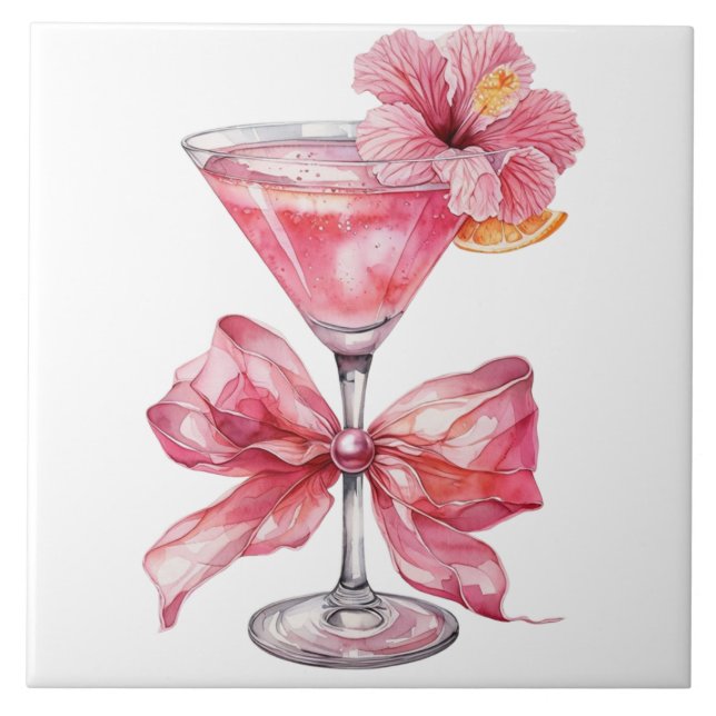 Rosa Cocktail Charm Kakelplatta (Framsidan)
