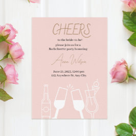 Rosa Cocktail Drinks Illustrated Möhippa Inbjudningar