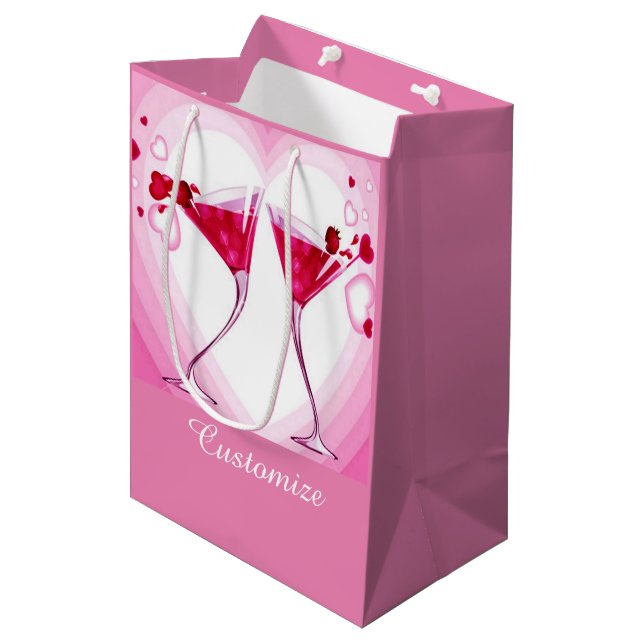 Rosa Cocktail Glass Gift Bag (Framsidan Vinklad)