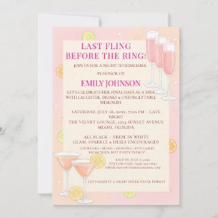 Rosa Cocktail Möhippa Inbjudningar