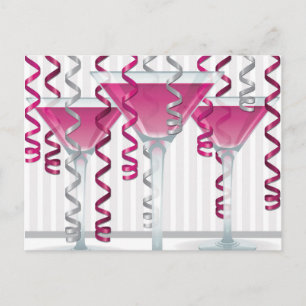 Rosa cocktail och band vykort