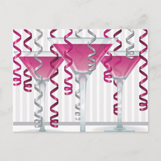 Rosa cocktail och band vykort (Framsida)