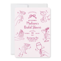 Rosa Cocktail Party Möhippa Inbjudan