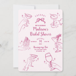 Rosa Cocktail Party Möhippa Inbjudan