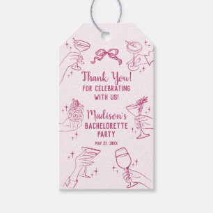 Rosa Cocktail Party Retro Bachelorette Favor Presentetikett