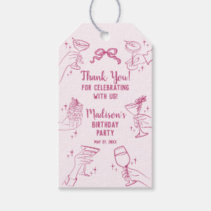 Rosa Cocktail Party Retro Birthday Favor Presentetikett