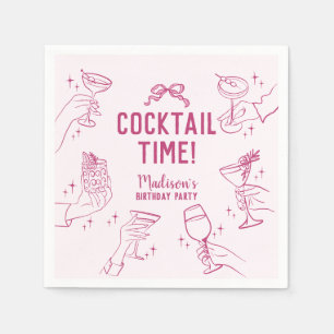 Rosa Cocktail Party Retro Födelsedagsfest Pappersservett