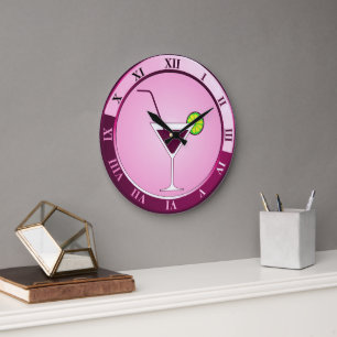 Rosa Cocktail Pub Clock Stor Klocka