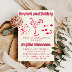 Rosa Cocktailbrunch och bubblig bröllopsfest Inbjudningar