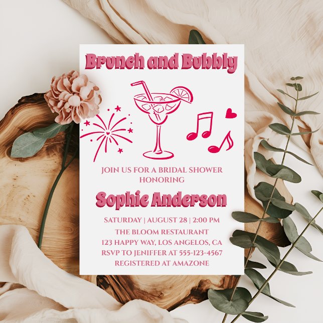 Rosa Cocktailbrunch och bubblig bröllopsfest Inbjudningar (Skapare uppladdad)