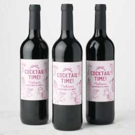 Rosa Cocktailfest Retro Möhippa Vinflaska Etikett