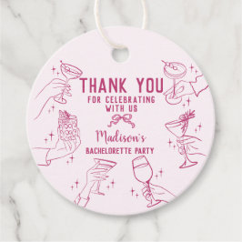 Rosa cocktailparty möhippa efterrätt gåvor etiketter