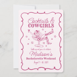 Rosa Cocktails och Cowgirl Nash Bash Bachelorette Inbjudningar