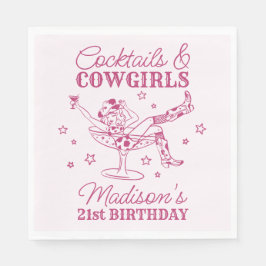 Rosa Cocktails och Cowgirl Rodeo Birthday Pappersservett