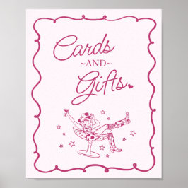 Rosa Cocktails och Cowgirl Rodeo Cards & Gifts Poster