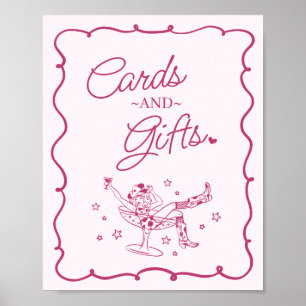 Rosa Cocktails och Cowgirl Rodeo Cards & Gifts Poster